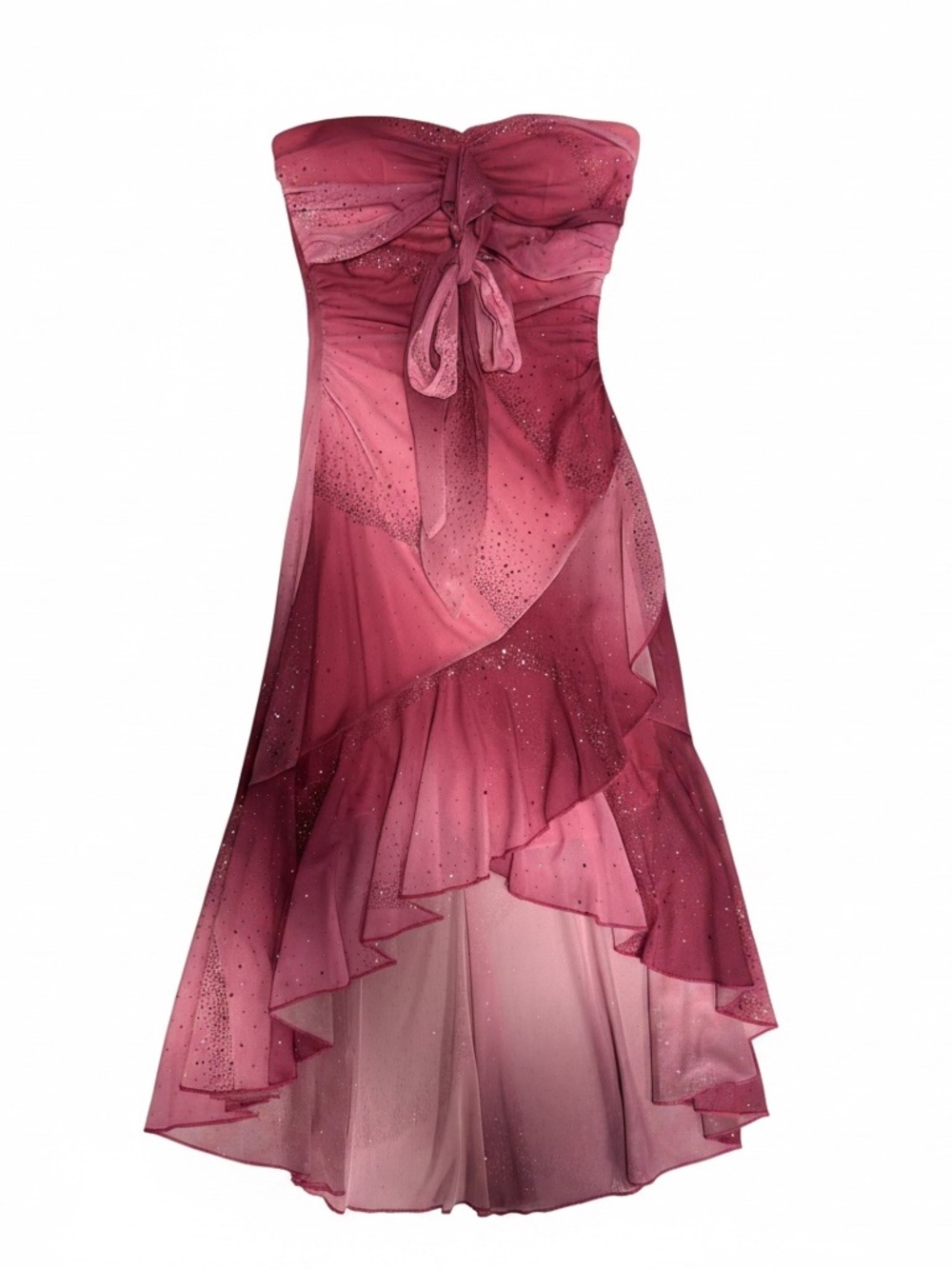 Taboo Pink Ombre Strapless High-Low Chiffon Dress - Picture 4 of 13